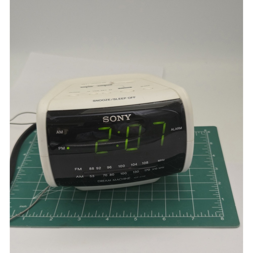 Sony ICF-C112 Dream Machine - Off White Alarm Clock AM/FM Radio Snooze-Working